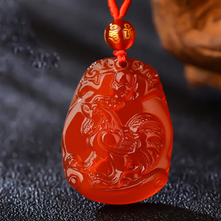 Buddha Gift Chinese Zodiac Red Agate Calm Necklace Pendant
