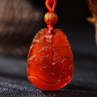 Buddha Gift Chinese Zodiac Red Agate Calm Necklace Pendant