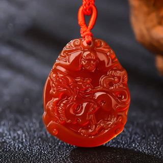 Buddha Gift Chinese Zodiac Red Agate Calm Necklace Pendant