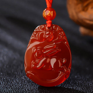 Buddha Gift Chinese Zodiac Red Agate Calm Necklace Pendant