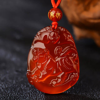 Buddha Gift Chinese Zodiac Red Agate Calm Necklace Pendant