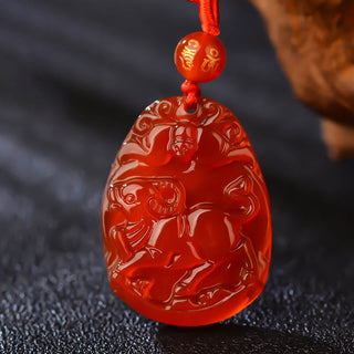Buddha Gift Chinese Zodiac Red Agate Calm Necklace Pendant
