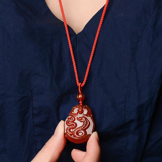 Buddha Gift Chinese Zodiac Red Agate Calm Necklace Pendant