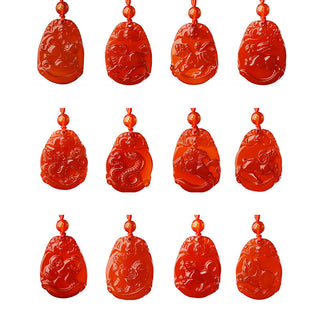 Buddha Gift Chinese Zodiac Red Agate Calm Necklace Pendant