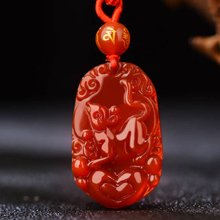 Buddha Gift Chinese Zodiac Red Agate Luck Necklace Pendant