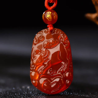 Buddha Gift Chinese Zodiac Red Agate Luck Necklace Pendant