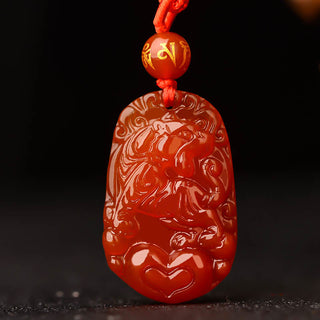 Buddha Gift Chinese Zodiac Red Agate Luck Necklace Pendant