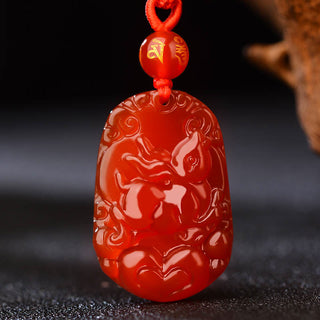 Buddha Gift Chinese Zodiac Red Agate Luck Necklace Pendant