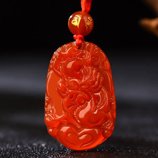 Buddha Gift Chinese Zodiac Red Agate Luck Necklace Pendant