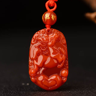 Buddha Gift Chinese Zodiac Red Agate Luck Necklace Pendant