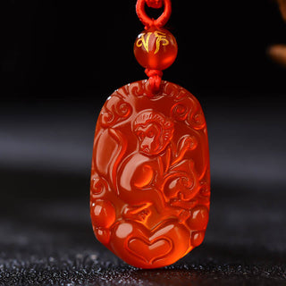 Buddha Gift Chinese Zodiac Red Agate Luck Necklace Pendant