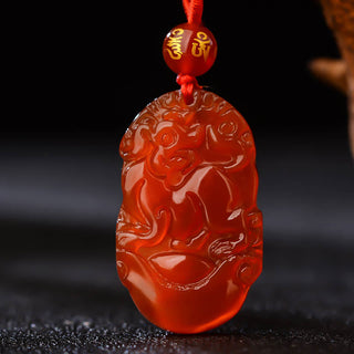 Buddha Gift Chinese Zodiac Red Agate Luck Necklace Pendant