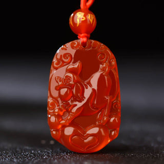 Buddha Gift Chinese Zodiac Red Agate Luck Necklace Pendant