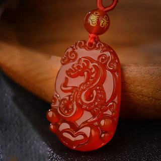 Buddha Gift Chinese Zodiac Red Agate Luck Necklace Pendant