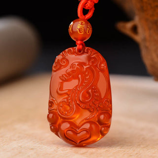 Buddha Gift Chinese Zodiac Red Agate Luck Necklace Pendant