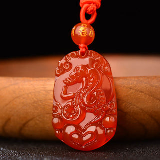 Buddha Gift Chinese Zodiac Red Agate Luck Necklace Pendant