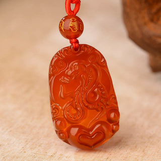 Buddha Gift Chinese Zodiac Red Agate Luck Necklace Pendant
