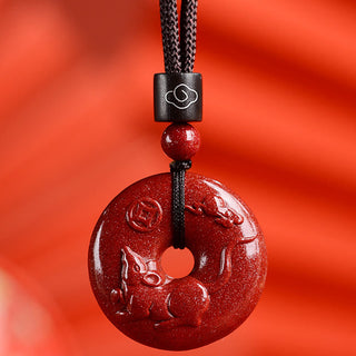 Buddha Gift Chinese Zodiac Cinnabar Peace Buckle Calm Necklace Pendant