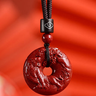 Buddha Gift Chinese Zodiac Cinnabar Peace Buckle Calm Necklace Pendant