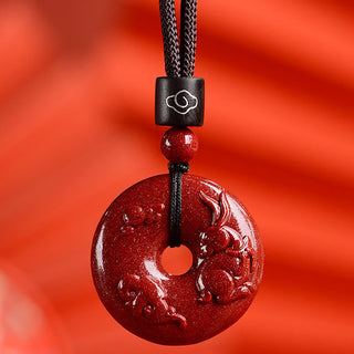 Buddha Gift Chinese Zodiac Cinnabar Peace Buckle Calm Necklace Pendant