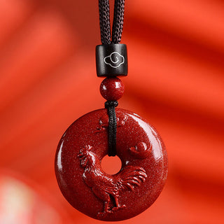 Buddha Gift Chinese Zodiac Cinnabar Peace Buckle Calm Necklace Pendant