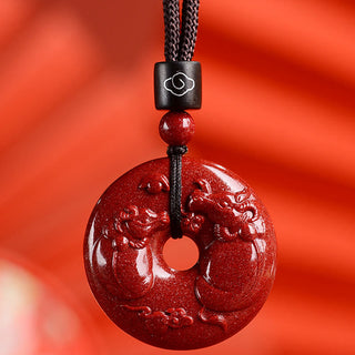 Buddha Gift Chinese Zodiac Cinnabar Peace Buckle Calm Necklace Pendant