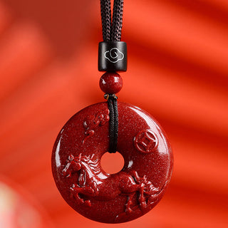 Buddha Gift Chinese Zodiac Cinnabar Peace Buckle Calm Necklace Pendant