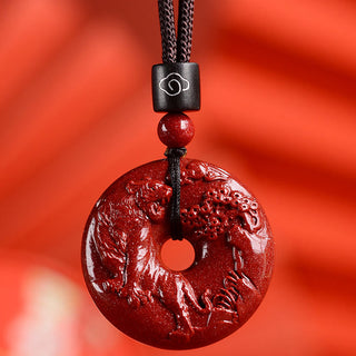 Buddha Gift Chinese Zodiac Cinnabar Peace Buckle Calm Necklace Pendant