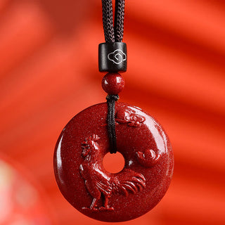 Buddha Gift Chinese Zodiac Cinnabar Peace Buckle Calm Necklace Pendant