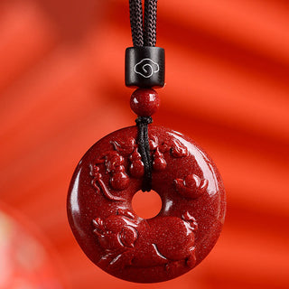 Buddha Gift Chinese Zodiac Cinnabar Peace Buckle Calm Necklace Pendant