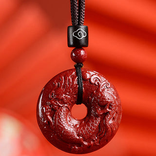 Buddha Gift Chinese Zodiac Cinnabar Peace Buckle Calm Necklace Pendant