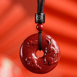 Buddha Gift Chinese Zodiac Cinnabar Peace Buckle Calm Necklace Pendant