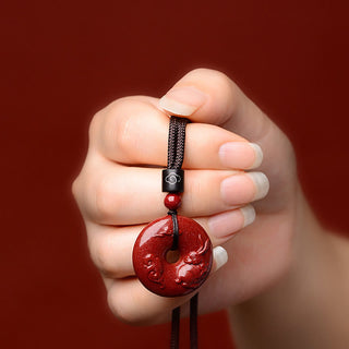 Buddha Gift Chinese Zodiac Cinnabar Peace Buckle Calm Necklace Pendant
