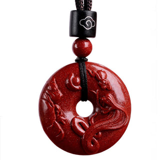 Buddha Gift Chinese Zodiac Cinnabar Peace Buckle Calm Necklace Pendant