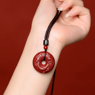Buddha Gift Chinese Zodiac Cinnabar Peace Buckle Calm Necklace Pendant