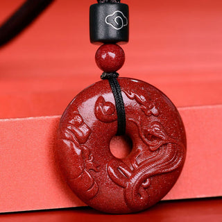 Buddha Gift Chinese Zodiac Cinnabar Peace Buckle Calm Necklace Pendant
