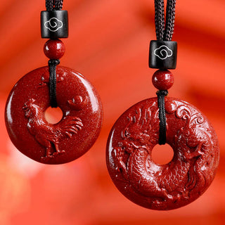 Buddha Gift Chinese Zodiac Cinnabar Peace Buckle Calm Necklace Pendant