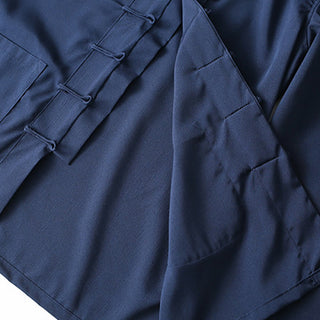 Buddha Gift 2Pcs Tang Suit Traditional Frog-Button Men's Long Sleeve Shirt Pants Clothing Set