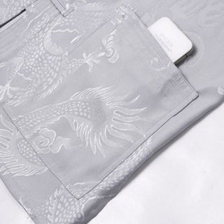 Buddha Gift 2Pcs Tang Suit Dragon Frog-Button Men's Long Sleeve Shirt Pants Clothing Set