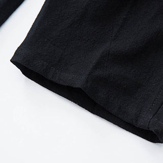 Buddha Gift 2Pcs Men's Tang Suit Jacquard Vine Pattern Frog-Button Cotton Long Sleeve Shirt Pants Set