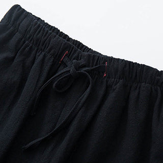 Buddha Gift 2Pcs Men's Tang Suit Jacquard Vine Pattern Frog-Button Cotton Long Sleeve Shirt Pants Set