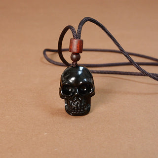 Buddha Gift Black Obsidian String Skeleton Fulfilment Necklace Pendant
