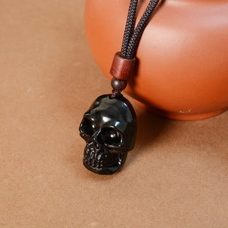 Buddha Gift Black Obsidian String Skeleton Fulfilment Necklace Pendant