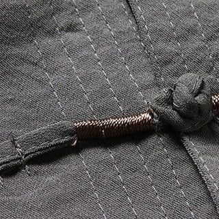 Buddha Gift 2Pcs Plain Tang Suit Men's Frog-Button Long Sleeve Shirt Pants Set