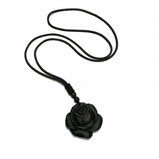 Buddha Gift Black Obsidian String Black Rose Purification Necklace Pendant