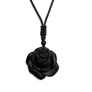 Buddha Gift Black Obsidian String Black Rose Purification Necklace Pendant