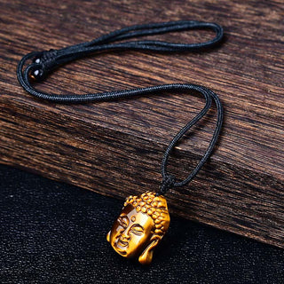 Buddha Gift Tiger Eye String Buddha Head Courage Necklace Pendant