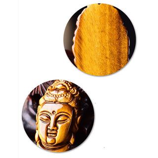 Buddha Gift Tiger Eye Kwan Yin Avalokitesvara Head String Strength Necklace Pendant