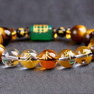 Buddha Gift Chinese Zodiac Tiger Eye White Crystal Courage Bracelet