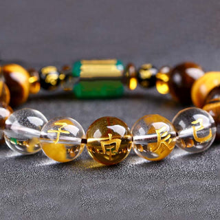 Buddha Gift Chinese Zodiac Tiger Eye White Crystal Courage Bracelet